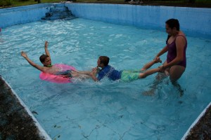 Playing in the pool on Sunday