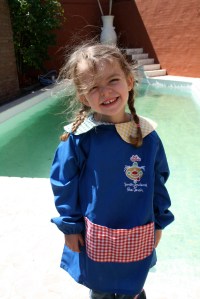 Feliz after her second day at the jardin