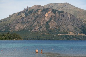 Taking a bet to swim in Lago Gutierrez
