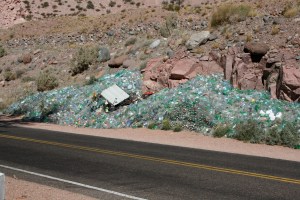 Mounds and mounds of full water bottles